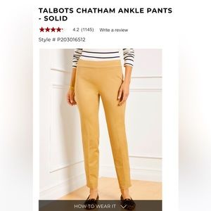 New With Tags. Talbots Chatham Ankle Pants. Sand. Size 6.